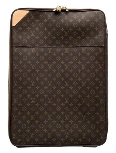 Pre-owned Louis Vuitton Brown Patterned Suitcase With Zip Closure And Wheels