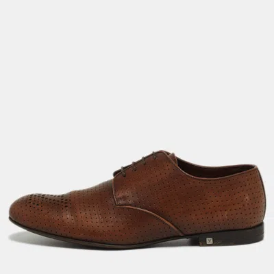 Pre-owned Louis Vuitton Brown Perforated Leather Lace Up Derby Size 40
