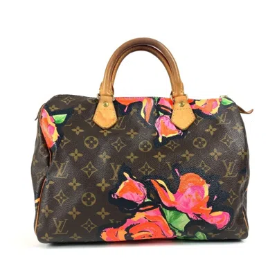 Pre-owned Louis Vuitton Brown Pink Canvas Boston Bag Handbag ()