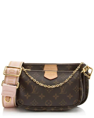 Pre-owned Louis Vuitton Brown, Pink Coated Canvas, Leather, Nylon Multi-pochette (authentic Pre-loved)