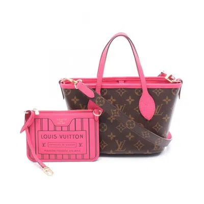 Pre-owned Louis Vuitton Brown Pink Coated Canvas Leather Tote Bag () In Multi