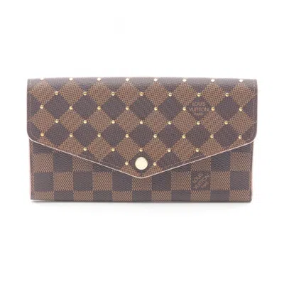 Pre-owned Louis Vuitton Brown Pink Leather Pvc Long Wallet (bi-fold) () In Multi
