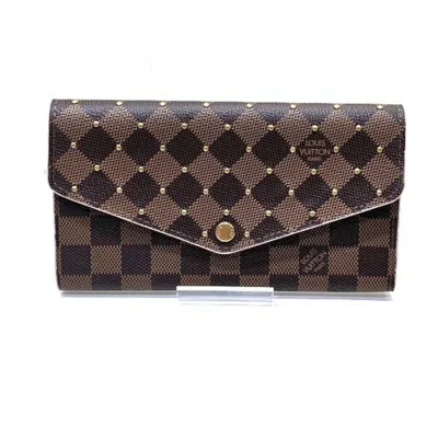 Pre-owned Louis Vuitton Brown Pink Leather Pvc Long Wallet (bi-fold) () In Multi