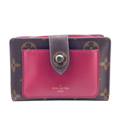 Pre-owned Louis Vuitton Brown Pink Leather Wallet (bi-fold) () In Multi