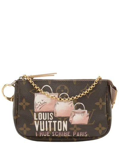 Pre-owned Louis Vuitton Brown, Pink Monogram Canvas Affiche Mini Pochette Accessoires  (authentic Pre-loved)