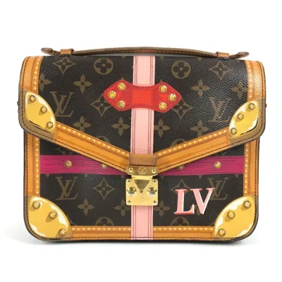 Pre-owned Louis Vuitton Brown Pink Monogram Canvas Handbag Pochette Shoulder Bag ()