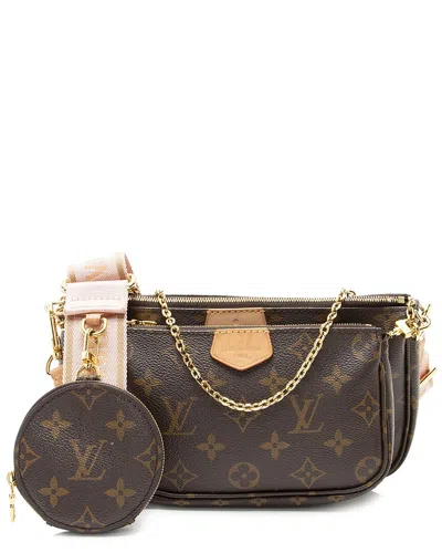 Pre-owned Louis Vuitton Brown, Pink Monogram Coated Canvas Multi-pochette Accessoires (authentic Pre-loved)