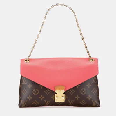Pre-owned Louis Vuitton Brown Pink Monogram Pallas Chain