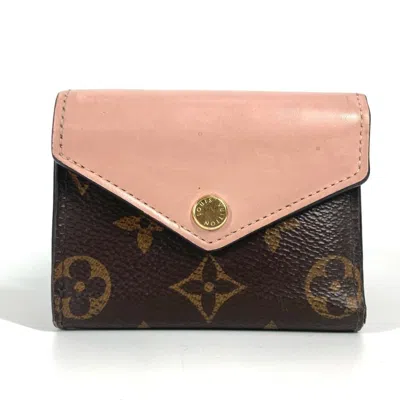 Pre-owned Louis Vuitton Brown Pink Monogram Wallet (tri-fold) () In Multi