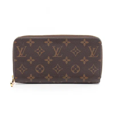 Pre-owned Louis Vuitton Brown Pink Pvc Coated Canvas Leather Long Wallet (bi-fold) ()