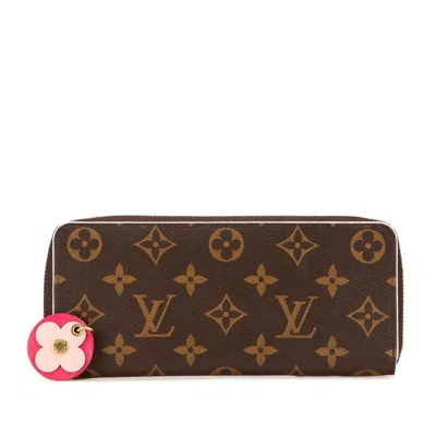 Pre-owned Louis Vuitton Brown Pink Pvc Leather Long Wallet (bi-fold) () In Multi