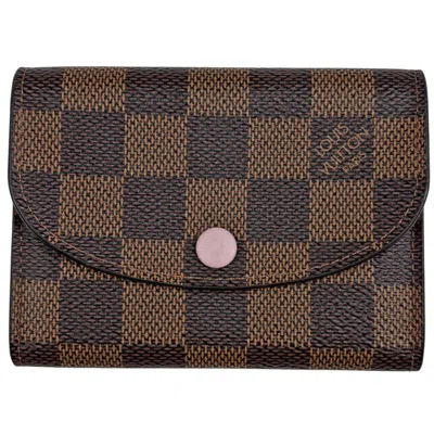 Pre-owned Louis Vuitton Brown Pink Rose Ballerine Damier Canvas Coin Purse/coin Case () In Multi