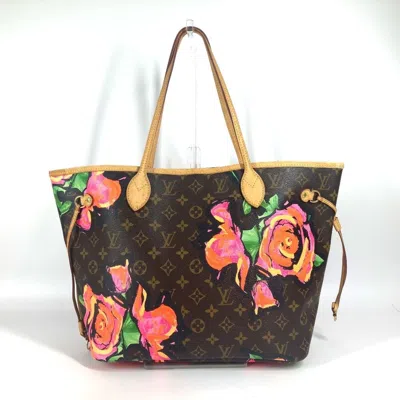 Pre-owned Louis Vuitton Brown Pink Rose Canvas Shoulder Bag Tote Bag ()
