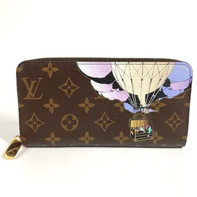 Pre-owned Louis Vuitton Brown Purple Monogram Canvas Long Wallet (bi-fold) () In Multi