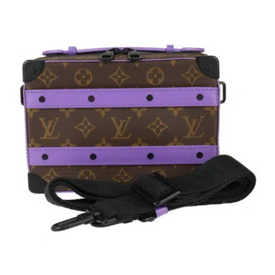 Pre-owned Louis Vuitton Brown Purple Pvc Leather Clutch Bag Handbag Pochette Shoulder Bag ()