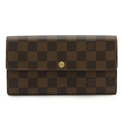 Pre-owned Louis Vuitton Brown Pvc Coated Canvas Damier Canvas Long Wallet (bi-fold) ()