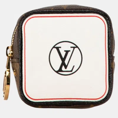 Pre-owned Louis Vuitton Brown Pvc Leather Canvas Monogram Portemonnaie Cube Pouch