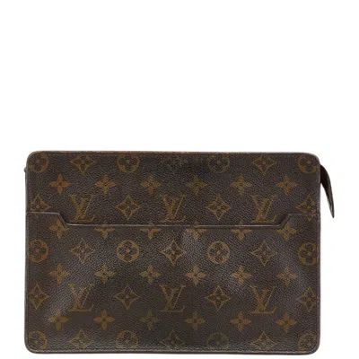 Pre-owned Louis Vuitton Brown Pvc Leather Clutch Bag Pochette ()