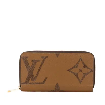 Pre-owned Louis Vuitton Brown Pvc Leather Long Wallet (bi-fold) ()