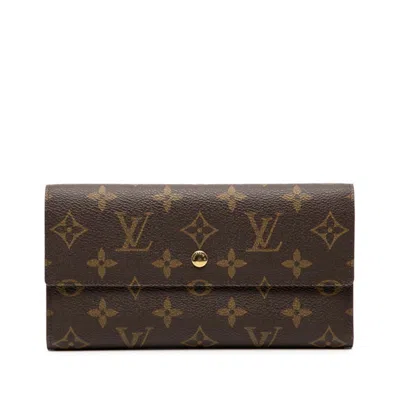 Pre-owned Louis Vuitton Brown Pvc Leather Long Wallet (tri-fold) ()