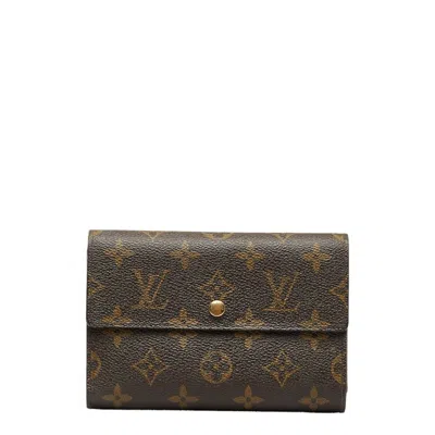 Pre-owned Louis Vuitton Brown Pvc Leather Middle Wallet (tri-fold) ()