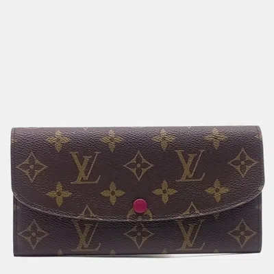 Pre-owned Louis Vuitton Brown Pvc Monogram Emilie Wallet