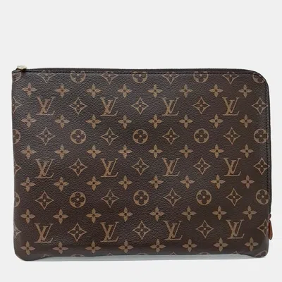 Pre-owned Louis Vuitton Brown Pvc Monogram Etu Voyage Mm
