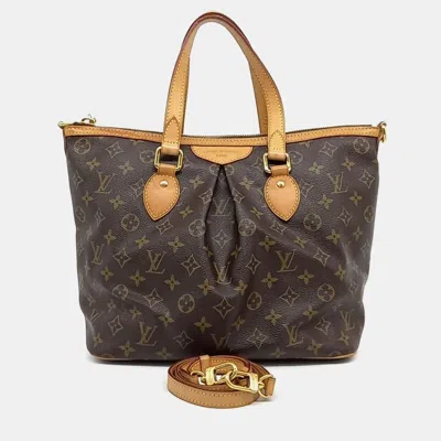 Pre-owned Louis Vuitton Brown Pvc Monogram Palermo Pm