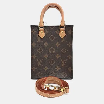 Pre-owned Louis Vuitton Brown Pvc Monogram Petit Sac Pla Bag