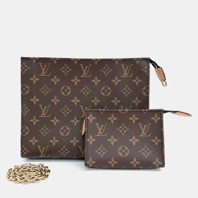 Pre-owned Louis Vuitton Brown Pvc Toilet Pouch On Chain