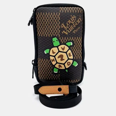 Pre-owned Louis Vuitton Brown Pvc X Nigo Double Phone Crossbody Bag