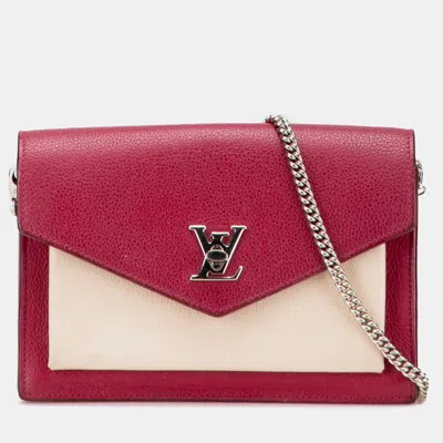 Pre-owned Louis Vuitton Brown Red Bicolor Leather Mylockme Chain Pochette
