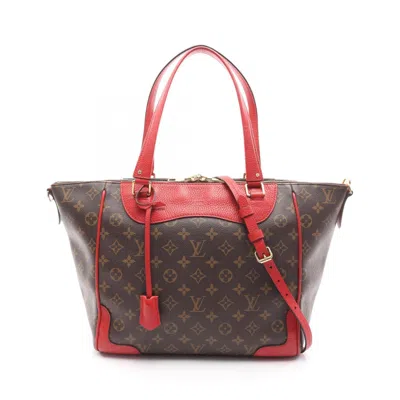 Pre-owned Louis Vuitton Brown Red Color Coated Canvas Leather Tote Bag () In Multi