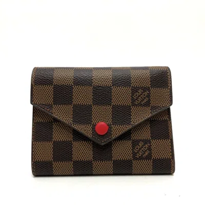 Pre-owned Louis Vuitton Brown Red Color Damier Canvas Coin Purse/coin Case () In Brown, Red Color