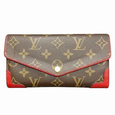 Pre-owned Louis Vuitton Brown Red Color Long Wallet (bi-fold) ()