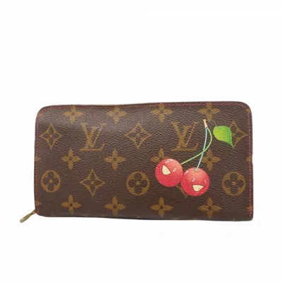 Pre-owned Louis Vuitton Brown Red Color Long Wallet (bi-fold) () In Multi