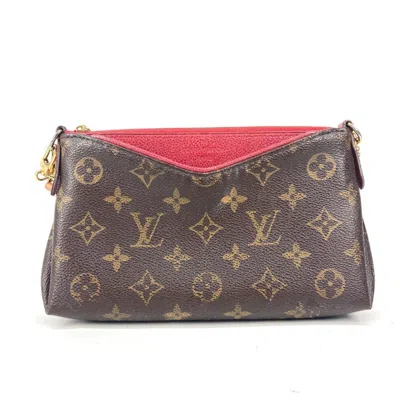 Pre-owned Louis Vuitton Brown Red Color Monogram Canvas Clutch Bag Shoulder Bag ()