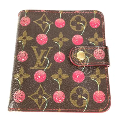Pre-owned Louis Vuitton Brown Red Color Monogram Canvas Wallet (bi-fold) ()
