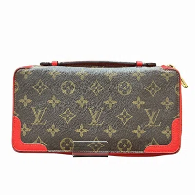 Pre-owned Louis Vuitton Brown Red Color Monogram Long Wallet (bi-fold) ()