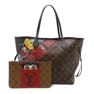 Pre-owned Louis Vuitton Brown Red Color Monogram Shoulder Bag Tote Bag ()