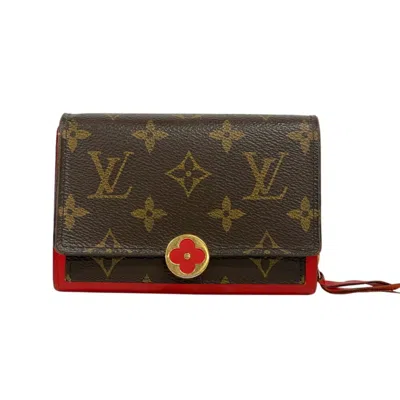 Pre-owned Louis Vuitton Brown Red Color Monogram Wallet (bi-fold) () In Multi