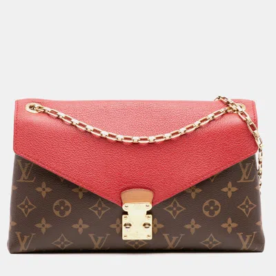 Pre-owned Louis Vuitton Brown Red Monogram Pallas Chain