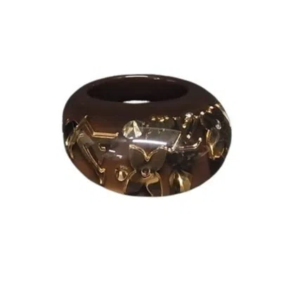 Pre-owned Louis Vuitton Brown Resin Band Ring ()