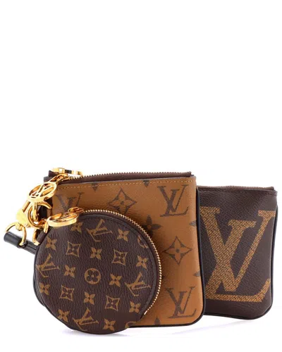 Pre-owned Louis Vuitton Brown Reverse Monogram Giant Trio Pouch Set (authentic Pre-  Loved)