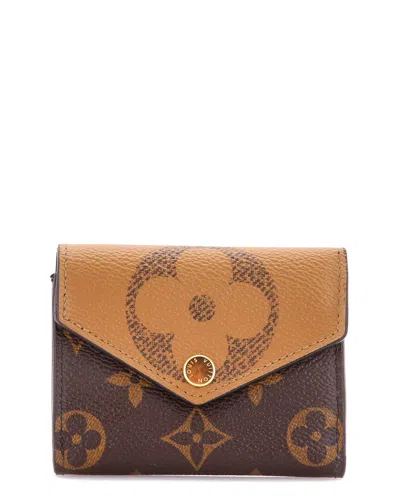 Pre-owned Louis Vuitton Brown Reverse Monogram Giant Zoe Wallet (authentic Pre-loved)