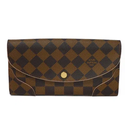 Pre-owned Louis Vuitton Brown Rose Ballerine Damier Canvas Leather Long Wallet (bi-fold) () In Multi