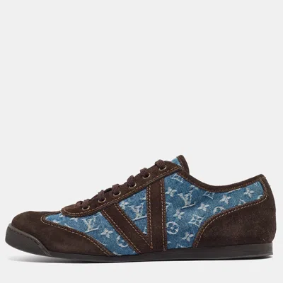 Pre-owned Louis Vuitton Brown Suede And Monogram Canvas Energie Low Top Sneakers Size 41.5