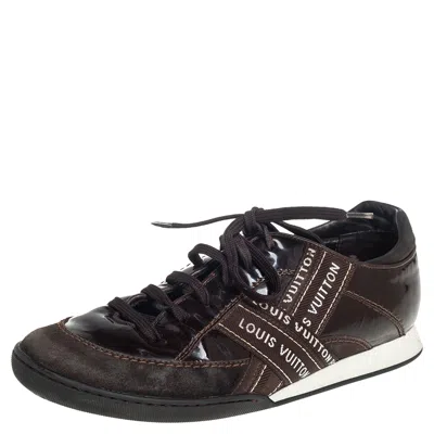 Pre-owned Louis Vuitton Brown Suede And Patent Leather Low Top Sneaker Size 39