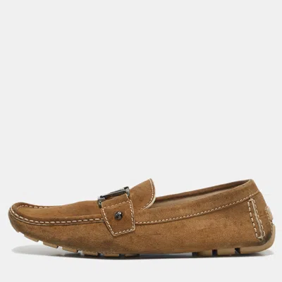Pre-owned Louis Vuitton Brown Suede Monte Carlo Slip On Loafers Size 42.5