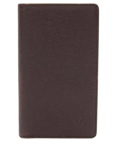 Pre-owned Louis Vuitton Brown Taiga Pocket Agenda Cover Wallet (authentic Pre-loved)